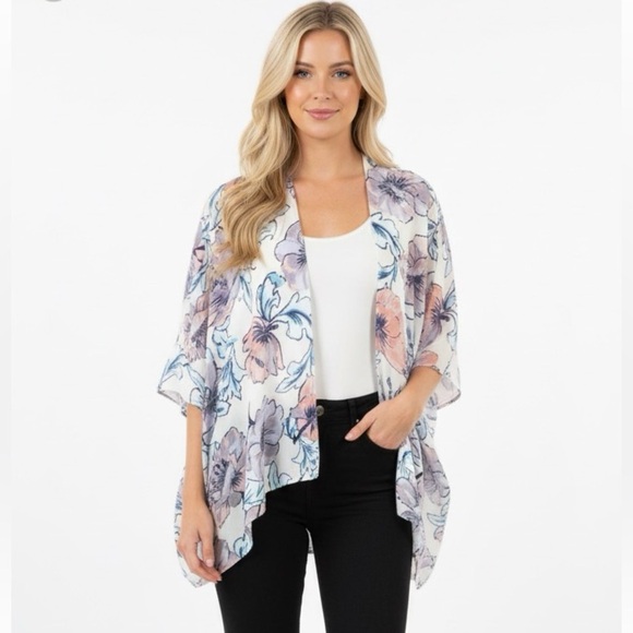 Everly small floral kimono summer wrap - Picture 1 of 5